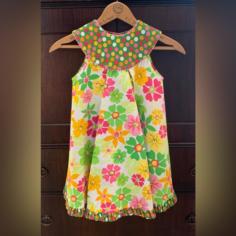 Beaux et Belles Girls 5Y Poke-a-Dot Floral Dress